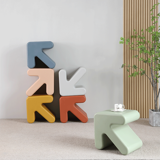 Rotomolding process stacking bookshelves coffee table arrow chairs