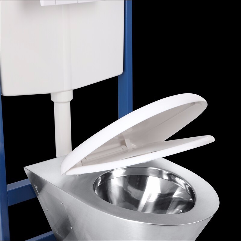 Toilette suspendue en acier inoxydable avec réservoir dissimulé