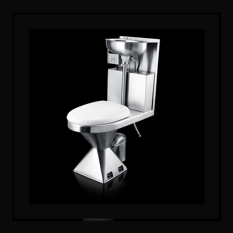 Stainless steel portable combination toilet with wash basin