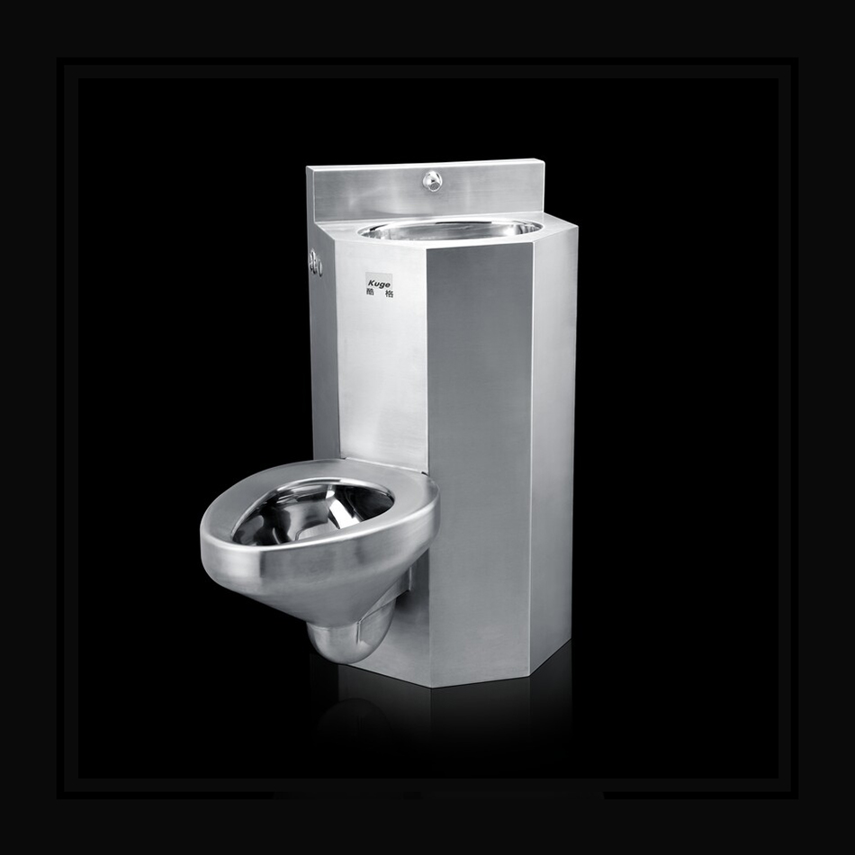 Toilette in acciaio inox con lavabo