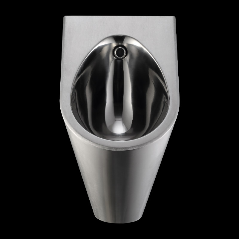 stainless steel urinal filled with foam