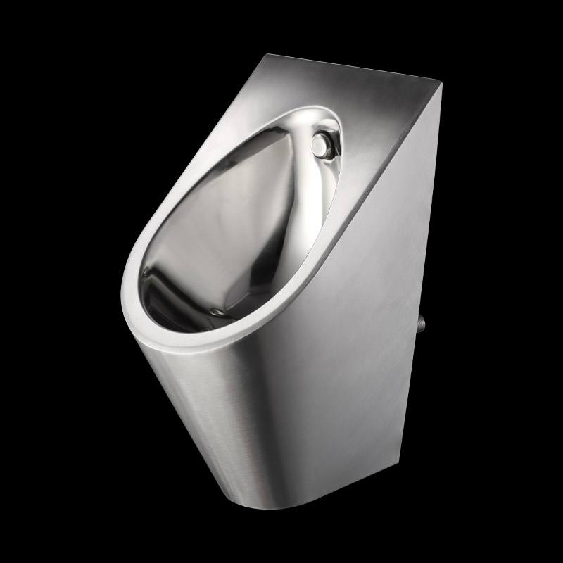 stainless steel urinal filled with foam