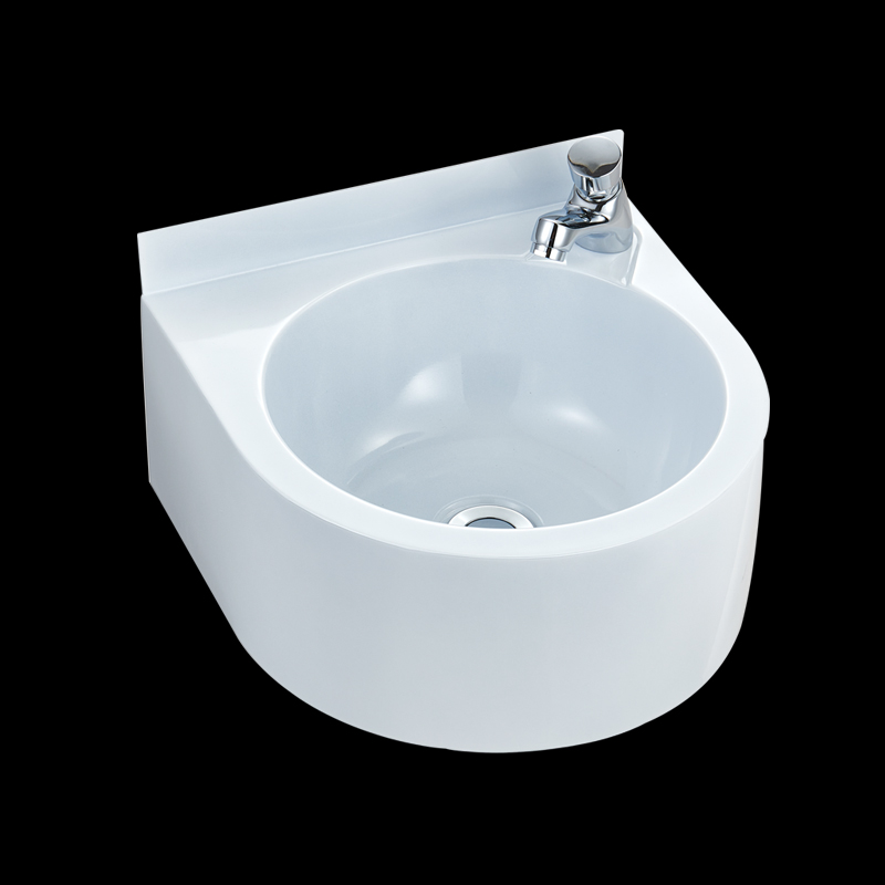 Lavabo de salle de bain en demi-cercle de couleur blanche en acier inoxydable