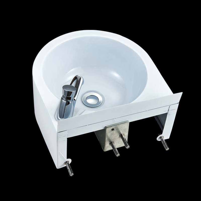 Fregadero de baño semicircular de color blanco de acero inoxidable