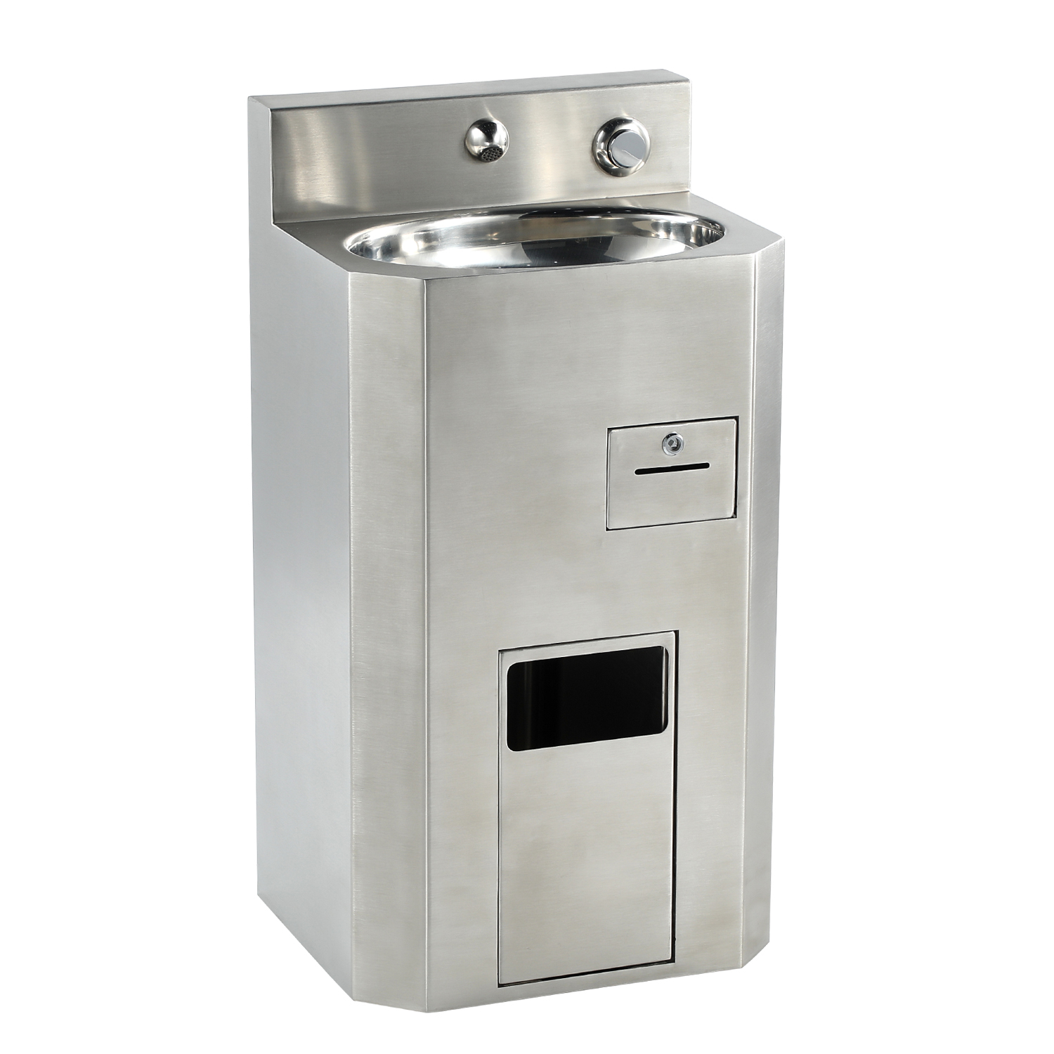stainless steel wash basin with trashcan&wash button