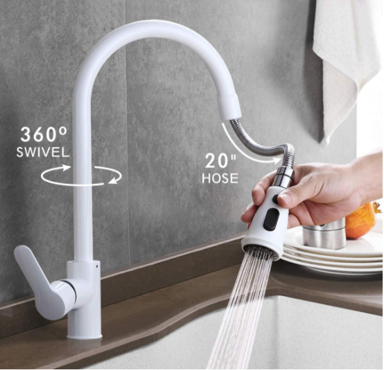 Kitchen Faucet with Pull Out Sprayer, 360 Degree Swiveling
