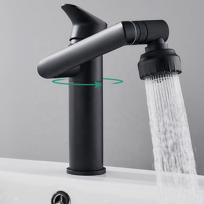 Robinet de lavabo de salle de bain à robinet rotatif à 360 ° au design unique