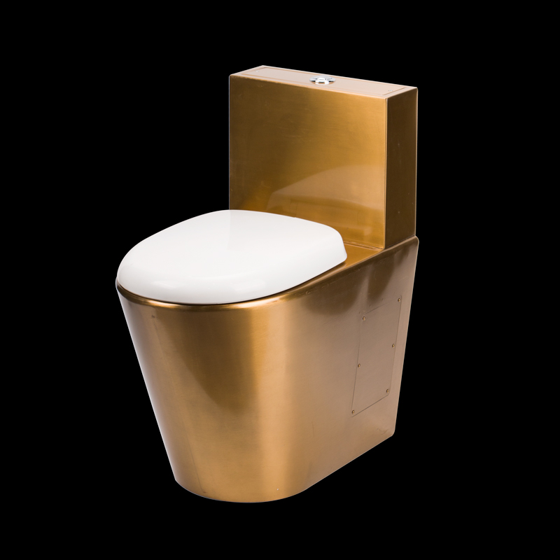 WC-Schüssel aus Edelstahl in Goldfarbe