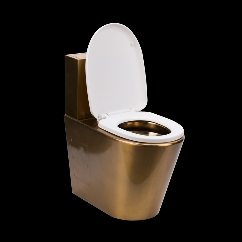 WC-Schüssel aus Edelstahl in Goldfarbe