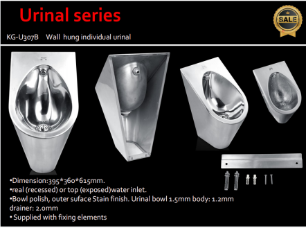 Front Mount Stainless Steel High Efficiency Urinal