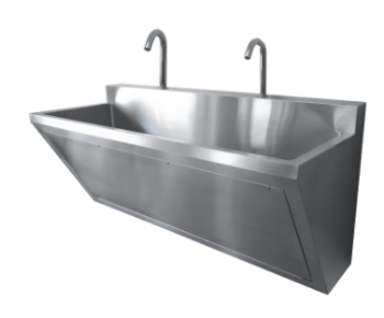 Stainless steel surgical scrub up trough