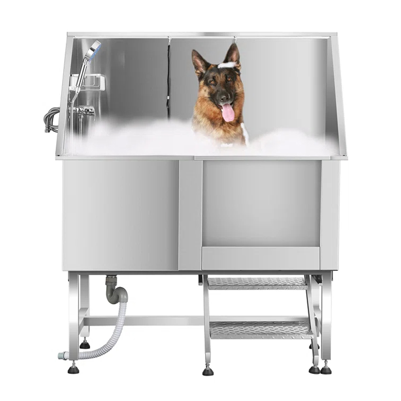 Bañera de acero inoxidable para mascotas, estación de lavado para perros