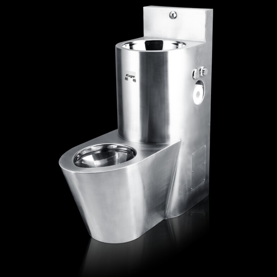 Vandal resistant stainless steel combination toilet