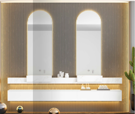 stainless steel bathroom cabinet with faucet