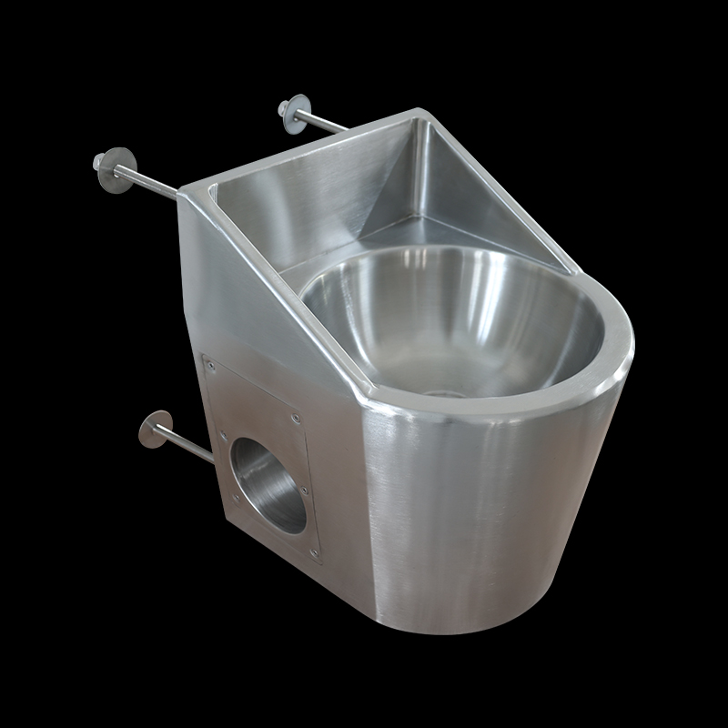 Wall Mounted Stainless Steel Prison Wash Basin With Roll Paper Holder