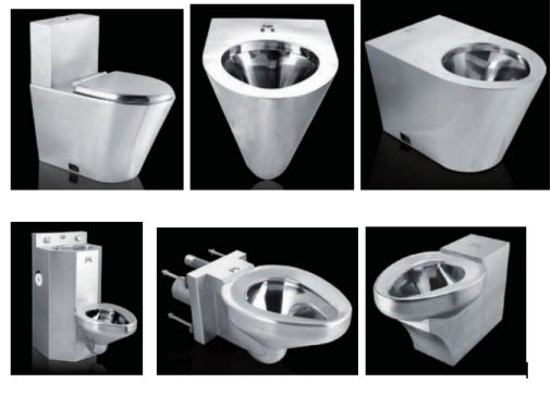 Range of stainless steel toilet pans