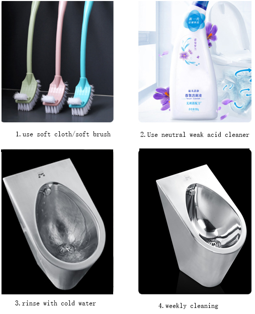 What is the best way to clean a stainless steel urinal?