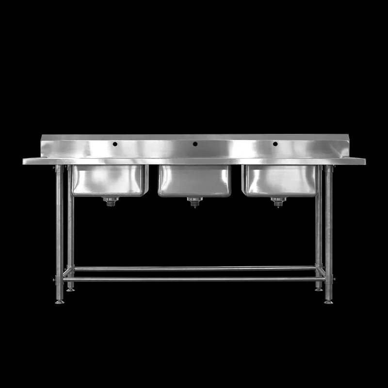 Fregadero triple del acero inoxidable de la cocina del comedor de la escuela comercial