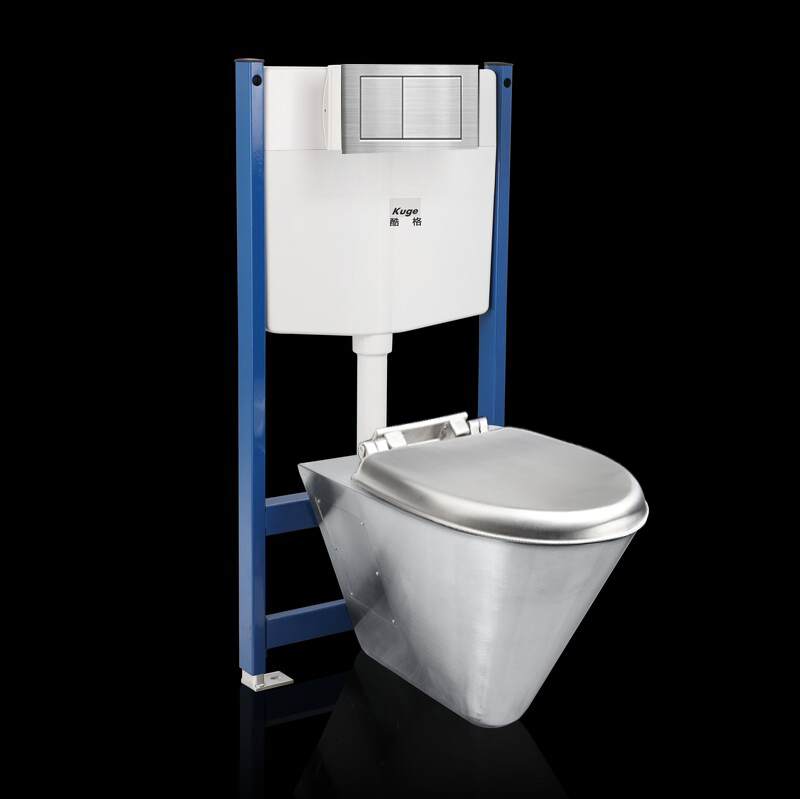Wall Hung Stainless Steel Toilet Bowl With Concealed Water Tank