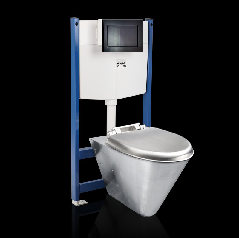 Wall Hung Stainless Steel Toilet Bowl With Concealed Water Tank
