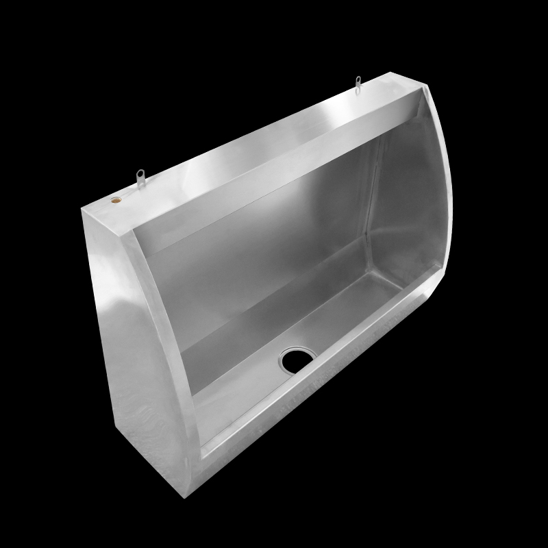 Public stainless steel floor-standing urinal trough