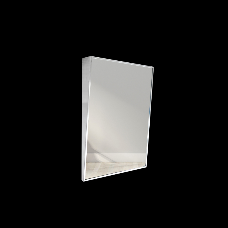 Specchio Kuge con cornice angolare in acciaio inossidabile inclinabile fisso