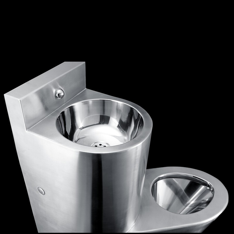 One piece combination stainless steel metal prison jail cell penal ware toilet