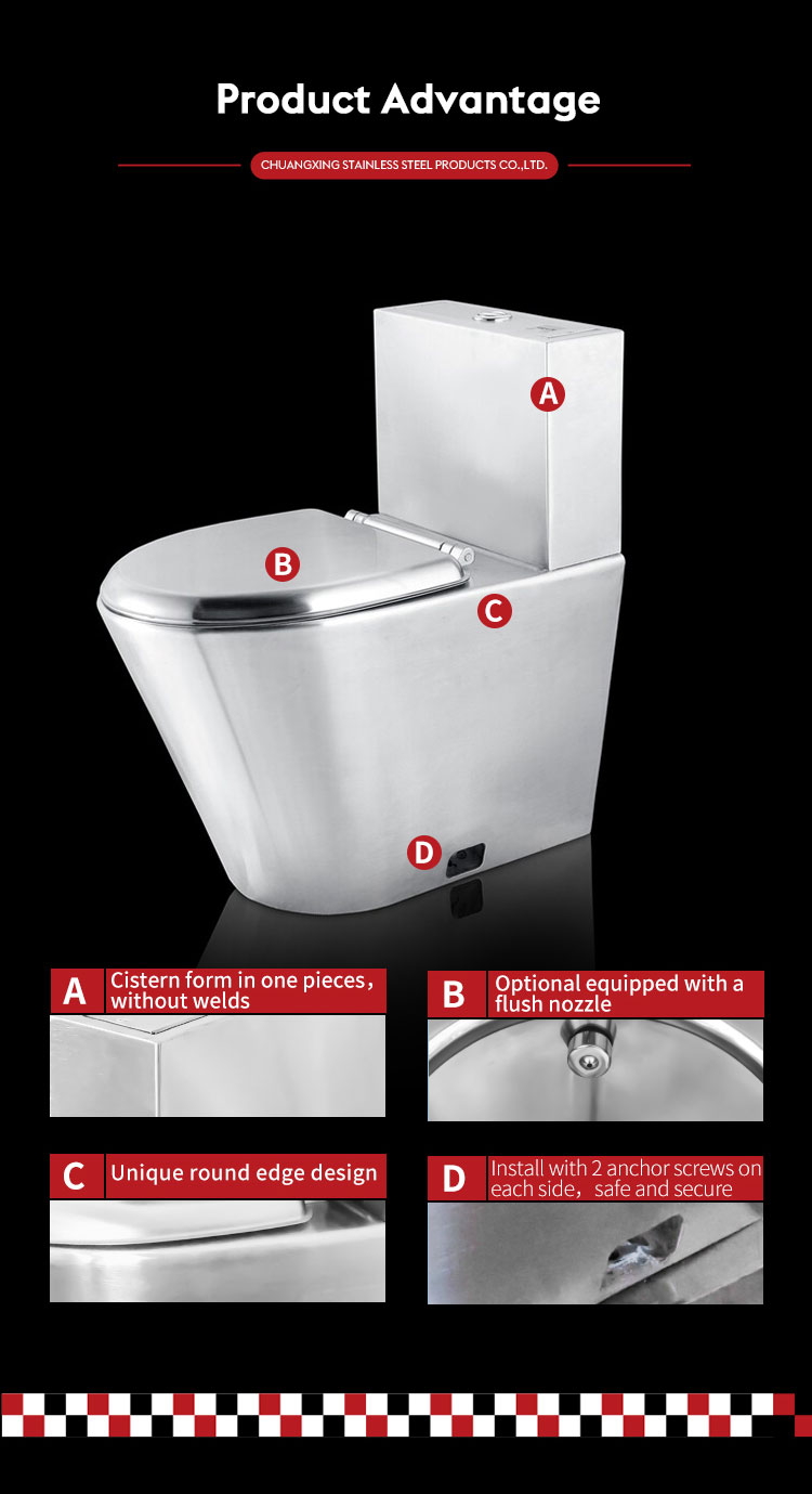stainless steel wc toilet