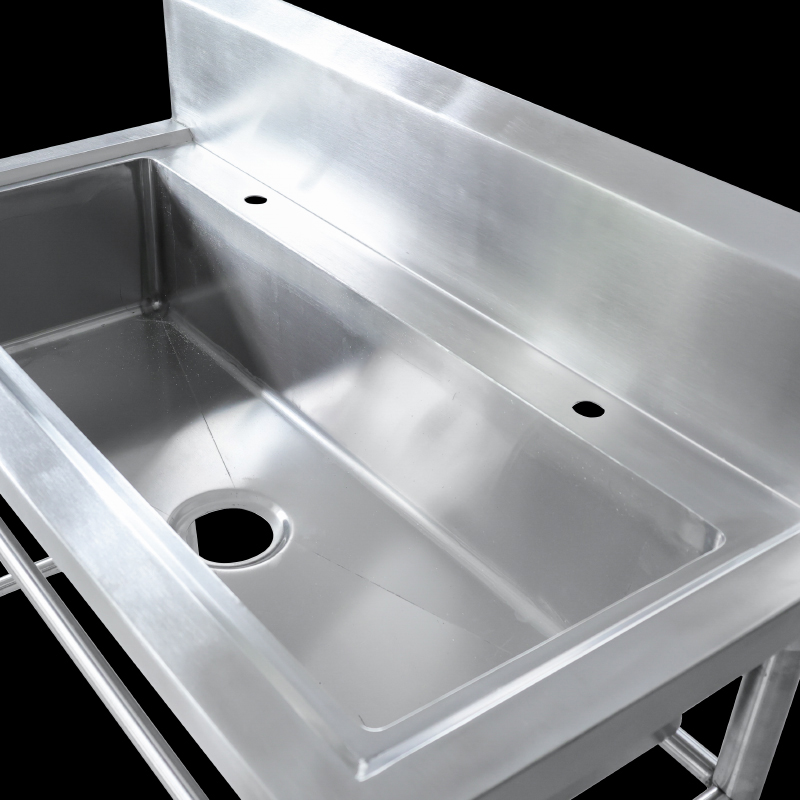 Fregadero de cocina de acero inoxidable con soporte para piso comercial, lavabo, fabricante de fregaderos