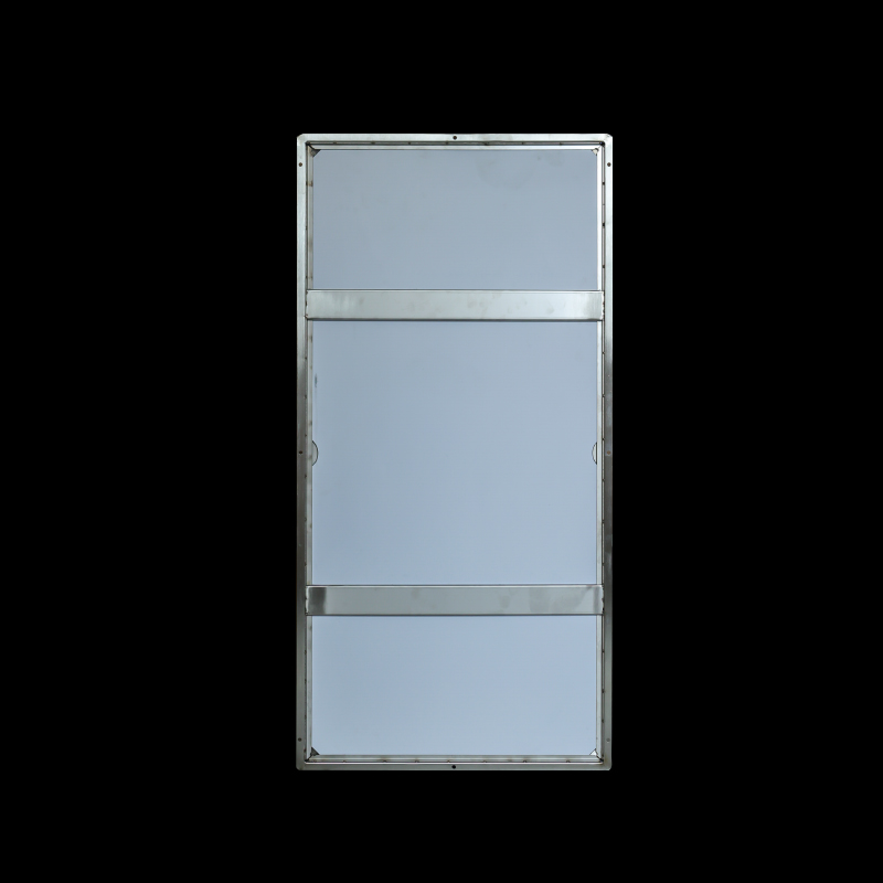 Wall mounted polished stainless steel framed glass mirrors