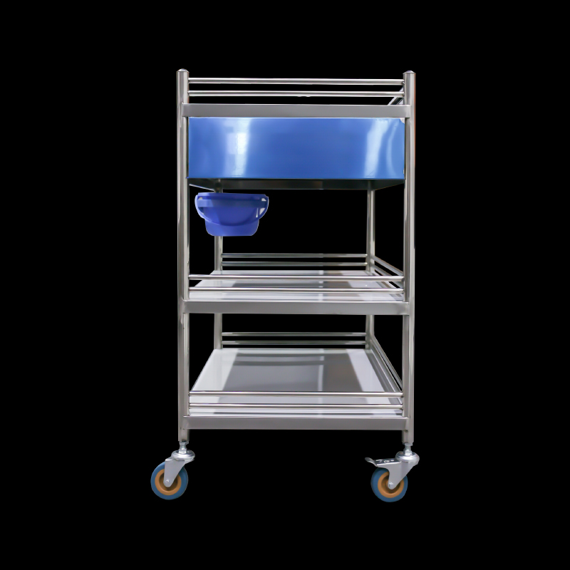 Carrito de hospital de acero inoxidable para instrumentos de enfermería médica Kuge con cajones