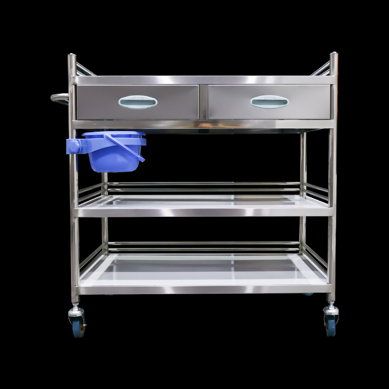Carrito de hospital de acero inoxidable para instrumentos de enfermería médica Kuge con cajones