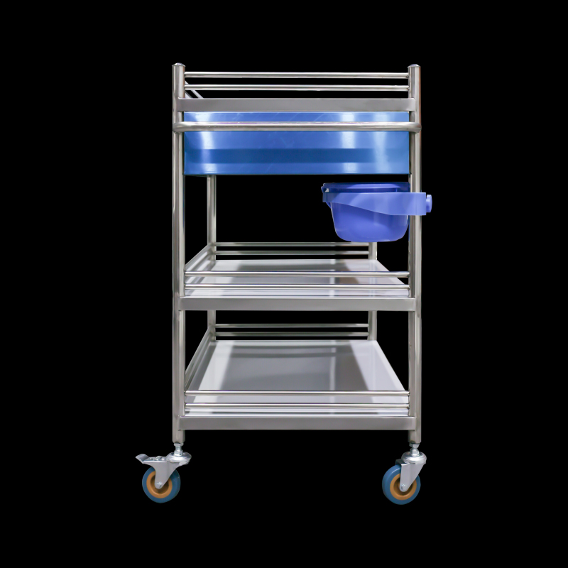 Carrito de hospital de acero inoxidable para instrumentos de enfermería médica Kuge con cajones