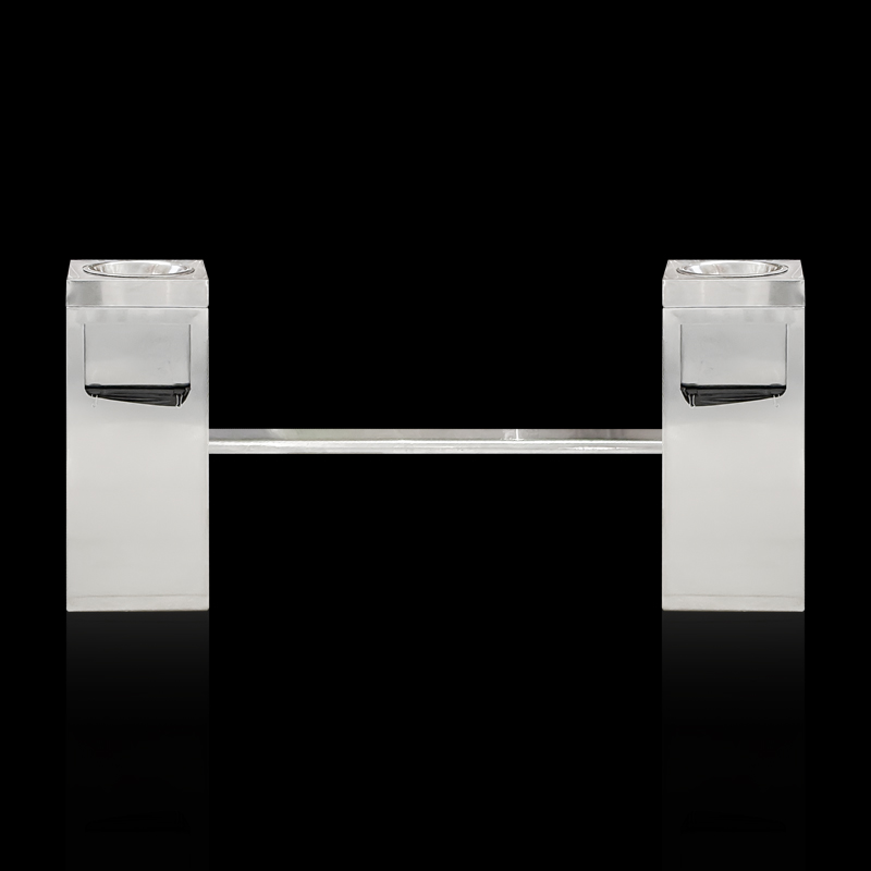 stainless steel outdoor bench with waste bin