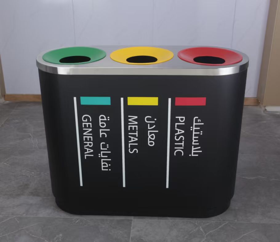 Kuge Commercial Outdoor Stainless Steel Open Top 3 in 1 Recycle Bin