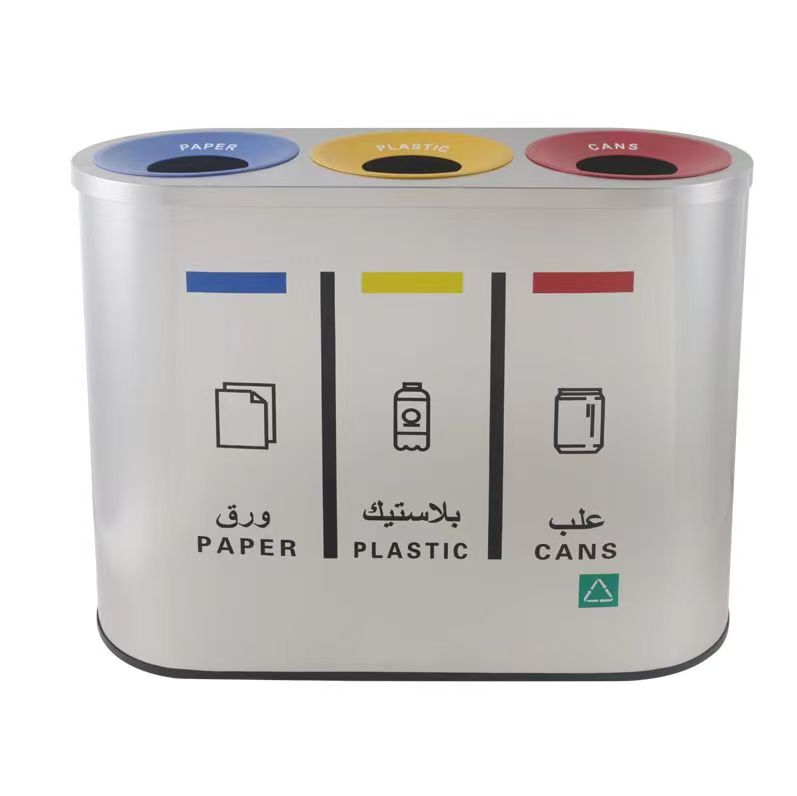 Kuge Commercial Outdoor Stainless Steel Open Top 3 in 1 Recycle Bin Kuge Commercial Outdoor Stainless Steel Open Top 3 in 1 Recycle Bin