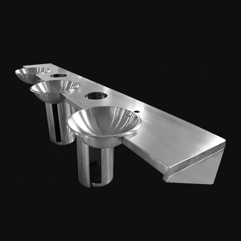 Stainless Steel Wash Basin with Trash Can for Public Hygiene Facilities