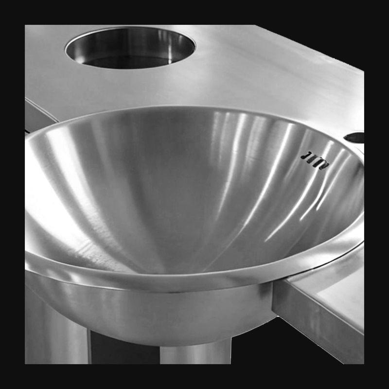 Stainless Steel Wash Basin with Trash Can for Public Hygiene Facilities