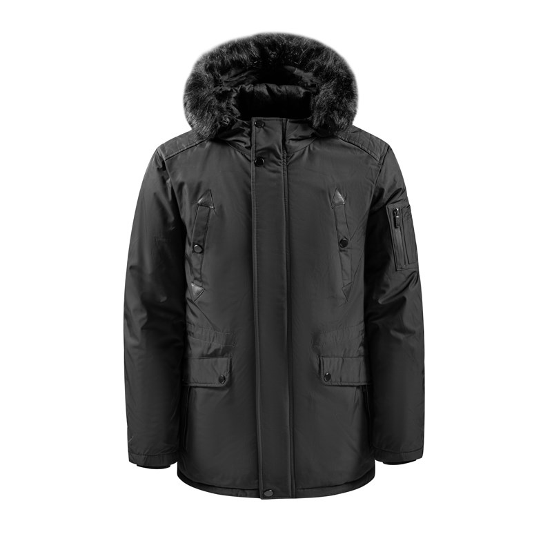 Men's Outer Long Hooded Jacket with Fur