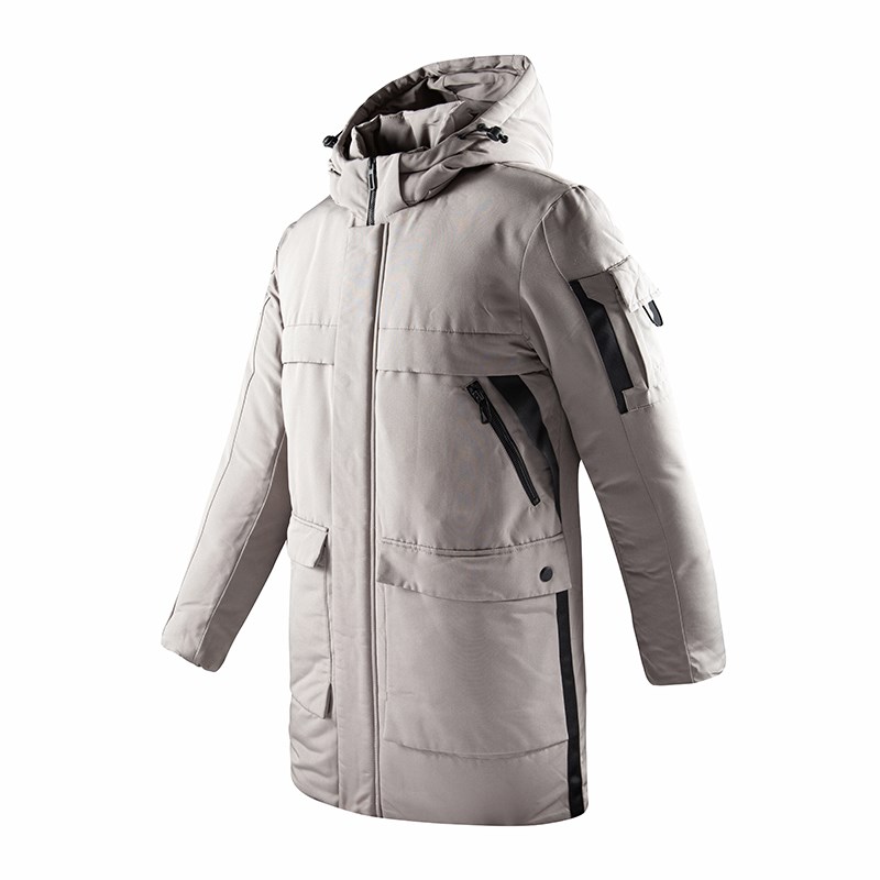 Men's Stone Winter Warm Padded Long Coat with Hood 2020