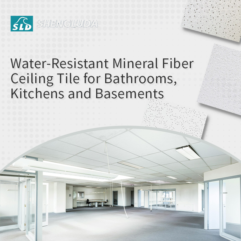 Water-Resistant Mineral Fiber Ceiling Tile for Bathrooms, Kitchens and Basements