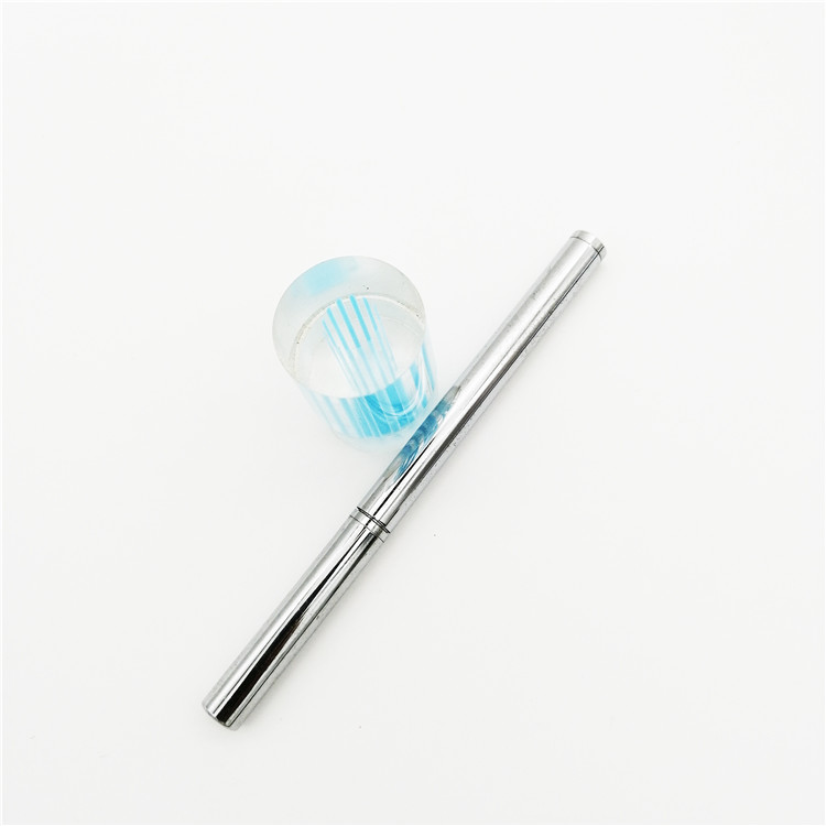 silver metal retractable lip gloss tube with brush