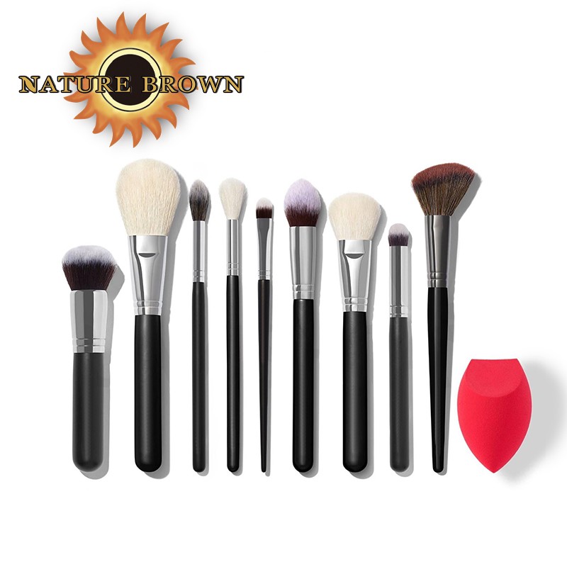 Natural Brown Black 9pcs Eye Shadow Brush High Quality Makeup Brush Custom Logo Makeup Brush Set