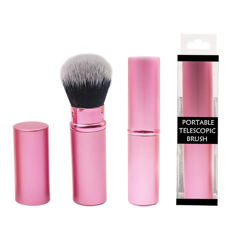 OEM Custom Logo Metal Make up Tool Pink Singl Privat Label Retractable Glitter Makeup Brush