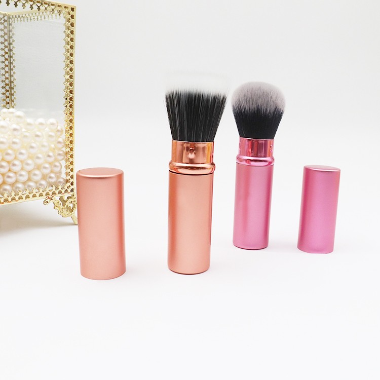 OEM Custom Logo Metal Make up Tool Pink Singl Privat Label Retractable Glitter Makeup Brush