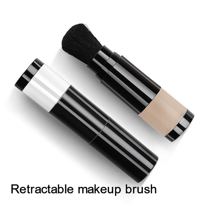 Eco-friendly Black Translucent Make up Tool Custom Logo Portable Retractable Powder Makeup Brush