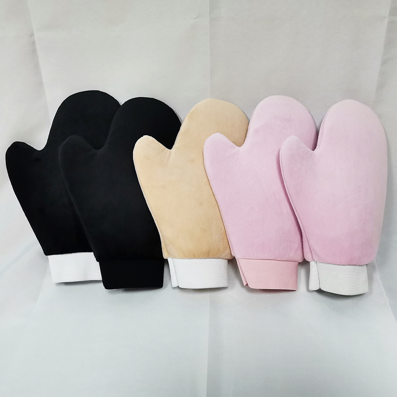 Custom Personalised Private Label Body Pink Black Velvet Fake Remover Tan Mitt Applicator