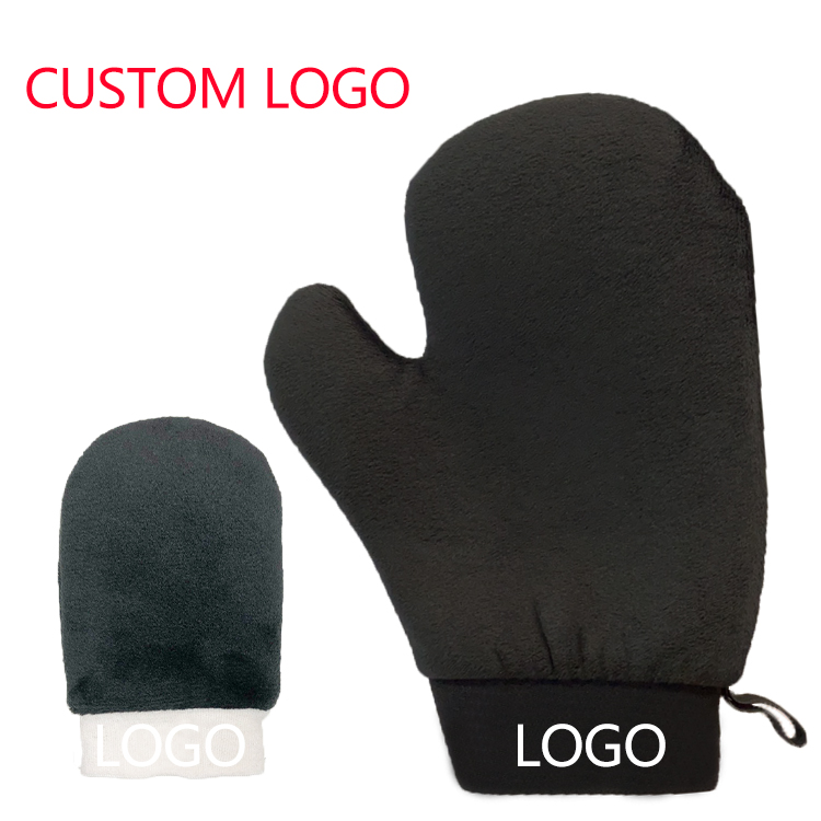 New Free Sample Finger Back Private Labelling Velvet Custom Personalised Fake Tan Mitt