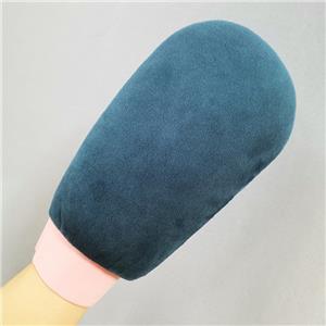 New Velvet Private Label Elastic Wrist Self Tan Ta bort 100% siden Rosa Peach Tanning Mitt