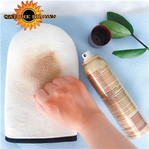 fake tan mitt bakkropp